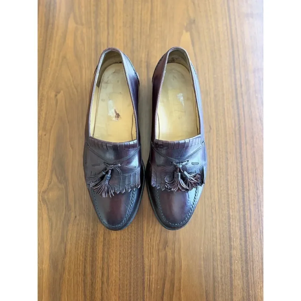 Johnston & Murphy Cellini Brown Leather Kiltie Tassel Loafers 10D Made in Italy